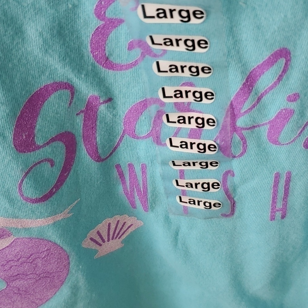 Anvil Mermaid Kisses NWT youth Large Blue tee shirt